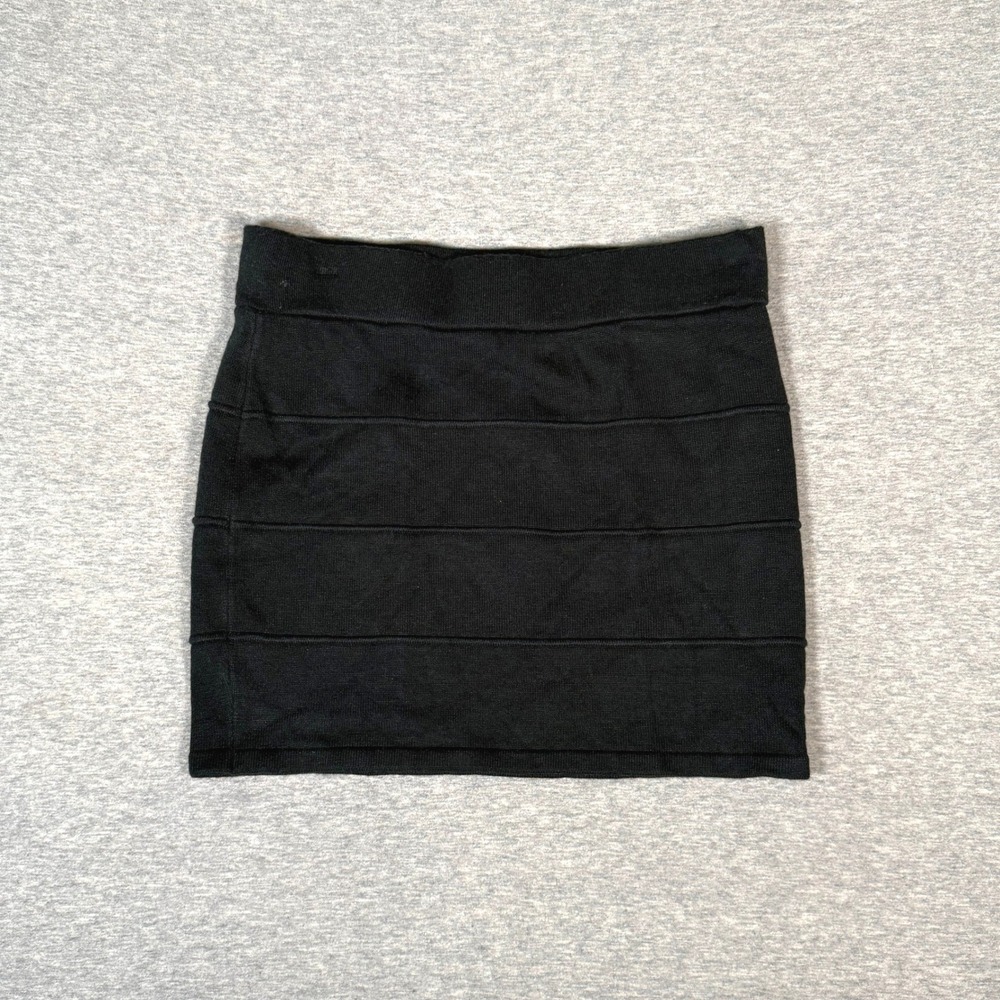 Zenana Outfitters Black Bandage Mini Skirt Bodycon Ribbed Knit Size M